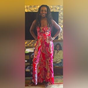 Paisley Red Multicolored Maxi Dress